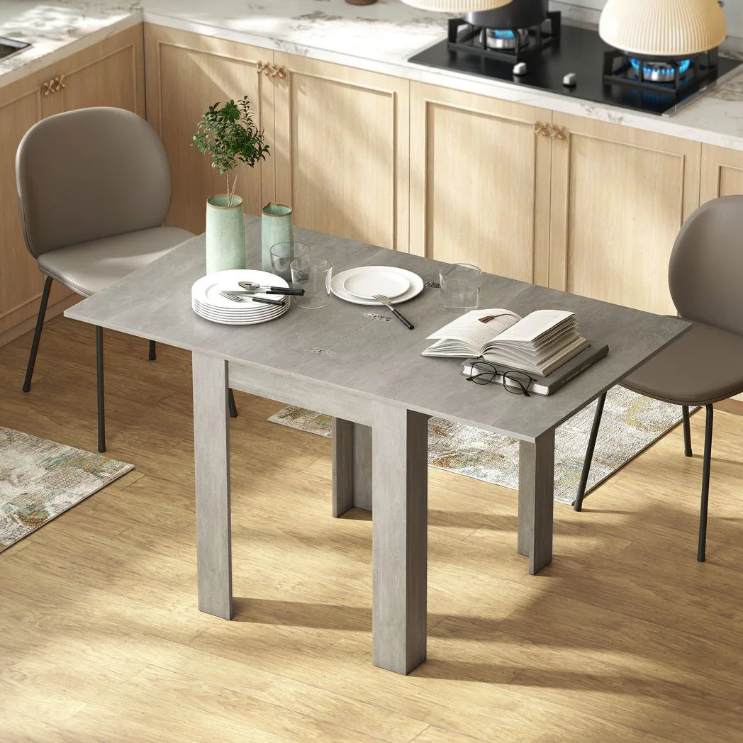 HOMCOM Folding Dining Table for 4-6 – Extendable Drop Leaf Kitchen Table for Small Spaces, Grey