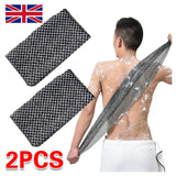 Double-Sided Exfoliating Back Scrubber Bath Towel, 25 x 100cm Body Washcloth – Set of 2, Black