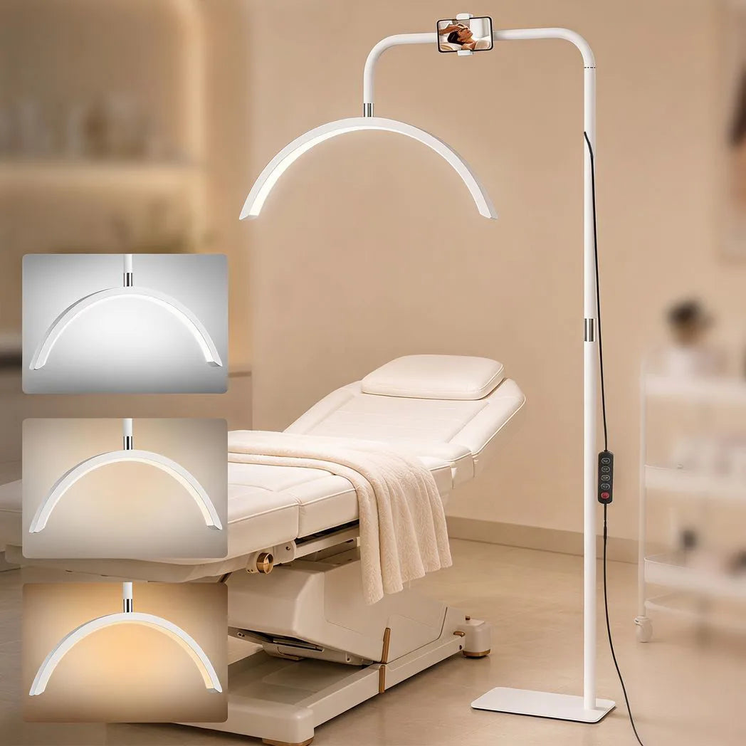 HOMCOM Half Moon Beauty Floor Lamp, Dimmable – White