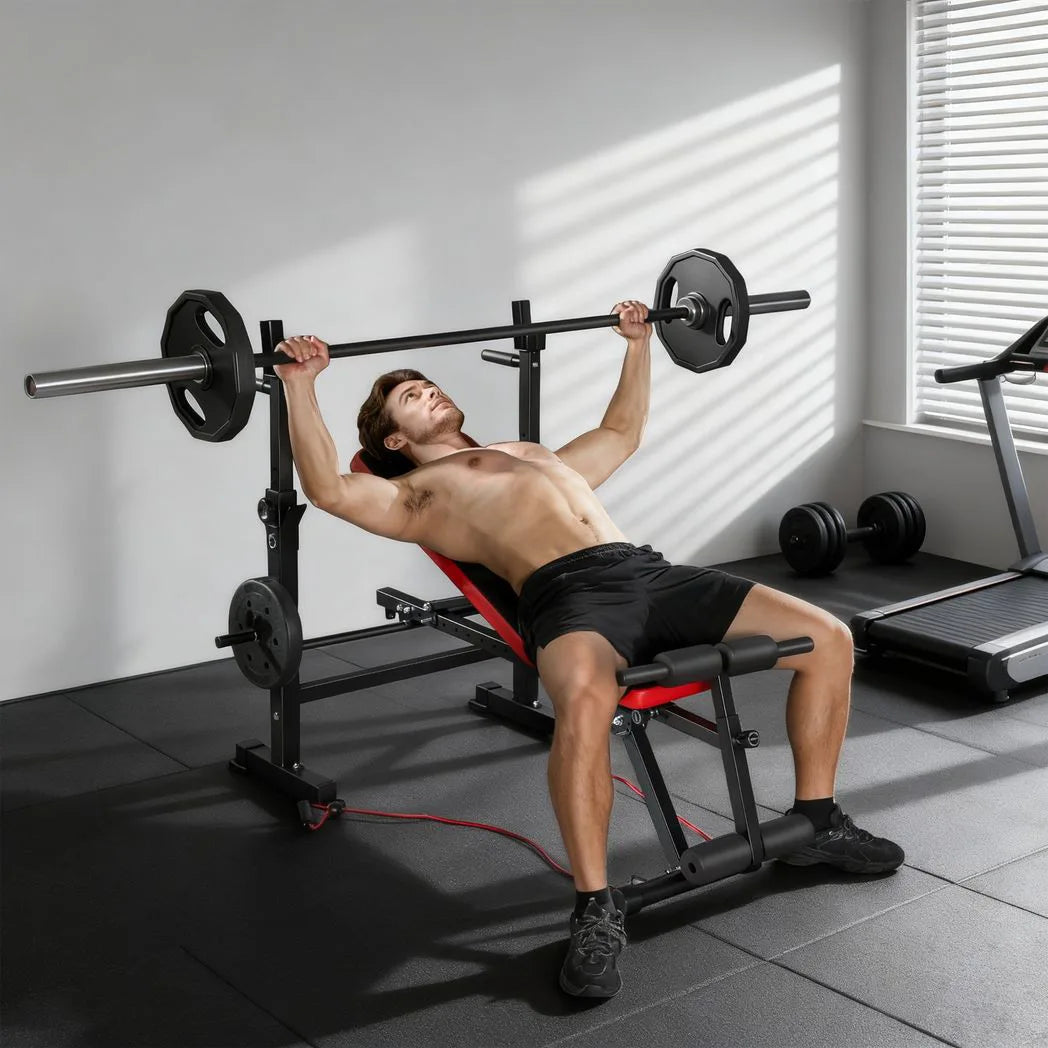 SPORTNOW Adjustable Weight Bench with Squat Rack & Dip Stand – Foldable Home Gym Bench, 420kg Capacity