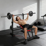 SPORTNOW Adjustable Weight Bench with Squat Rack & Dip Stand – Foldable Home Gym Bench, 420kg Capacity