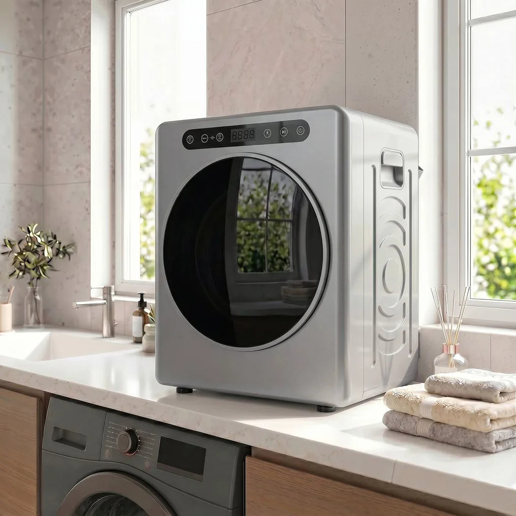 HOMCOM 5kg Compact Vented Tumble Dryer with 40–60°C Settings and Anti-Crease Function – Silver Tone