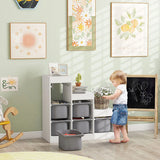 AIYAPLAY 3-Tier Kids Toy Storage Organiser with 6 Removable Bins – Grey, Ages 3-8