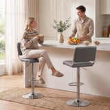 HOMCOM Set of 2 Swivel Bar Stools with Adjustable Height 62–83cm, PU Leather Seats and Backrest, Grey