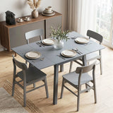 HOMCOM Solid Wood Folding Dining Table, Drop Leaf Rectangle Kitchen Table for 2–4 People with Angled Legs