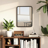 HOMCOM Rectangular Wall Mirror with HD Glass – Black
