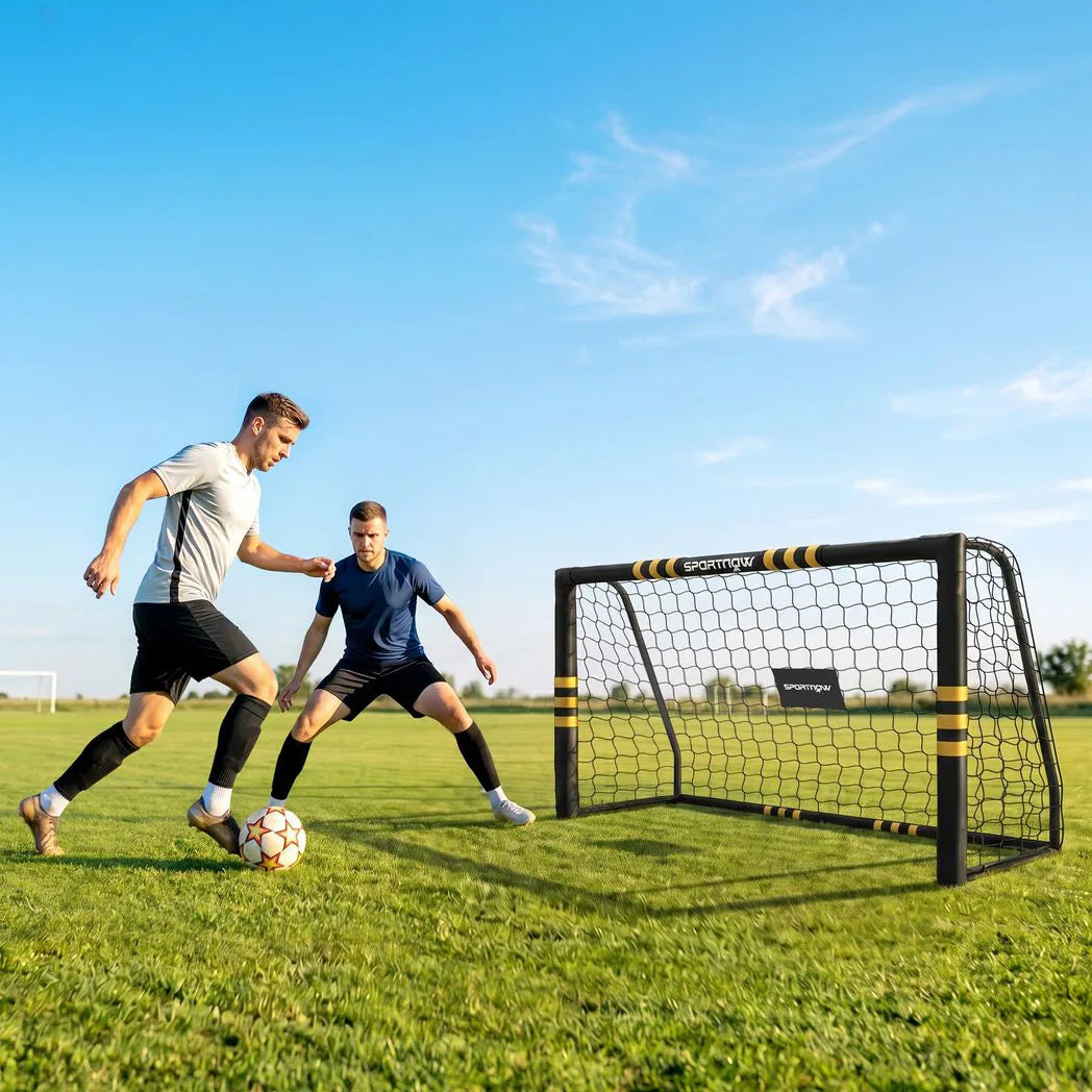 SPORTNOW 6 x 4ft Portable Football Goal with EPE Foam Padded Frame & Ground Stakes – Garden Football Net