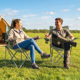 Outsunny Folding Camping Chairs Set of 2 with Cup Holders & Carry Bag – Portable Outdoor Camp Chairs, Green