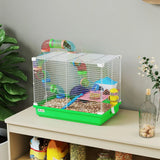 PawHut 2 Tier Hamster Cage with Handle, Exercise Wheel and Tunnel – Small Pet Home for Dwarf Hamsters