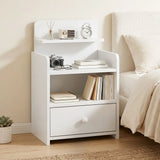 HOMCOM Bedside Cabinet with Drawer and Shelves – Versatile Bedside Table for Bedroom or Living Room, White