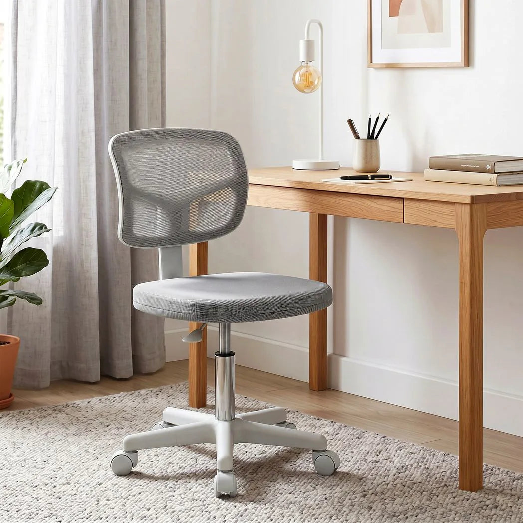 Vinsetto Small Armless Office Chair with Curved Back – Ergonomic Swivel Mesh Desk Chair, Dark Grey