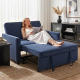 HOMCOM 2 Seater Sofa Bed with 3-in-1 Pull-Out Design and Click-Clack Backrest – Guest Bed, Dark Blue