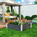 Outsunny Vinyl Raised Garden Bed Kit with Slotting Legs and Open Bottom – Modular 3 x 3 x 1ft Planter, Dark Grey