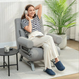 HOMCOM 3-in-1 Single Sofa Bed, Convertible Folding Chair Bed with Adjustable Backrest – Light Grey