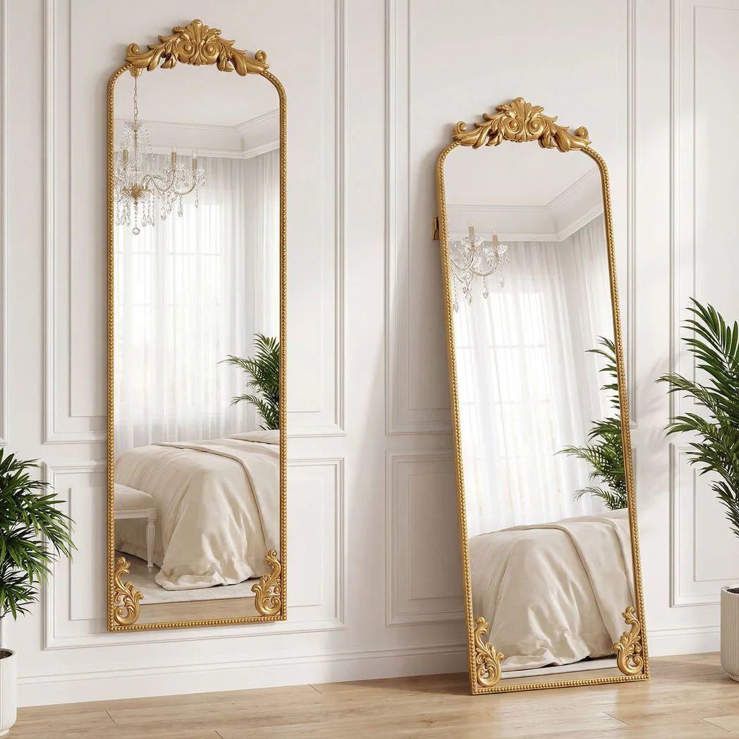HOMCOM Full Length Mirror, 50 x 160 cm Floor Mirror with Baroque Metal Frame for Bedroom, Living Room