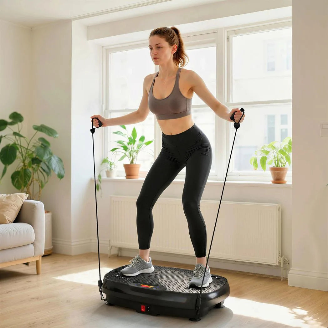 SPORTNOW Vibration Plate with 120 Speed Levels, 5 Programmes & Resistance Bands – Quiet Home Workout Machine