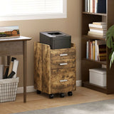 HOMCOM 3 Drawer Rolling Filing Cabinet for A4 and Letter Hanging Files – Under-Desk Storage, Rustic Brown