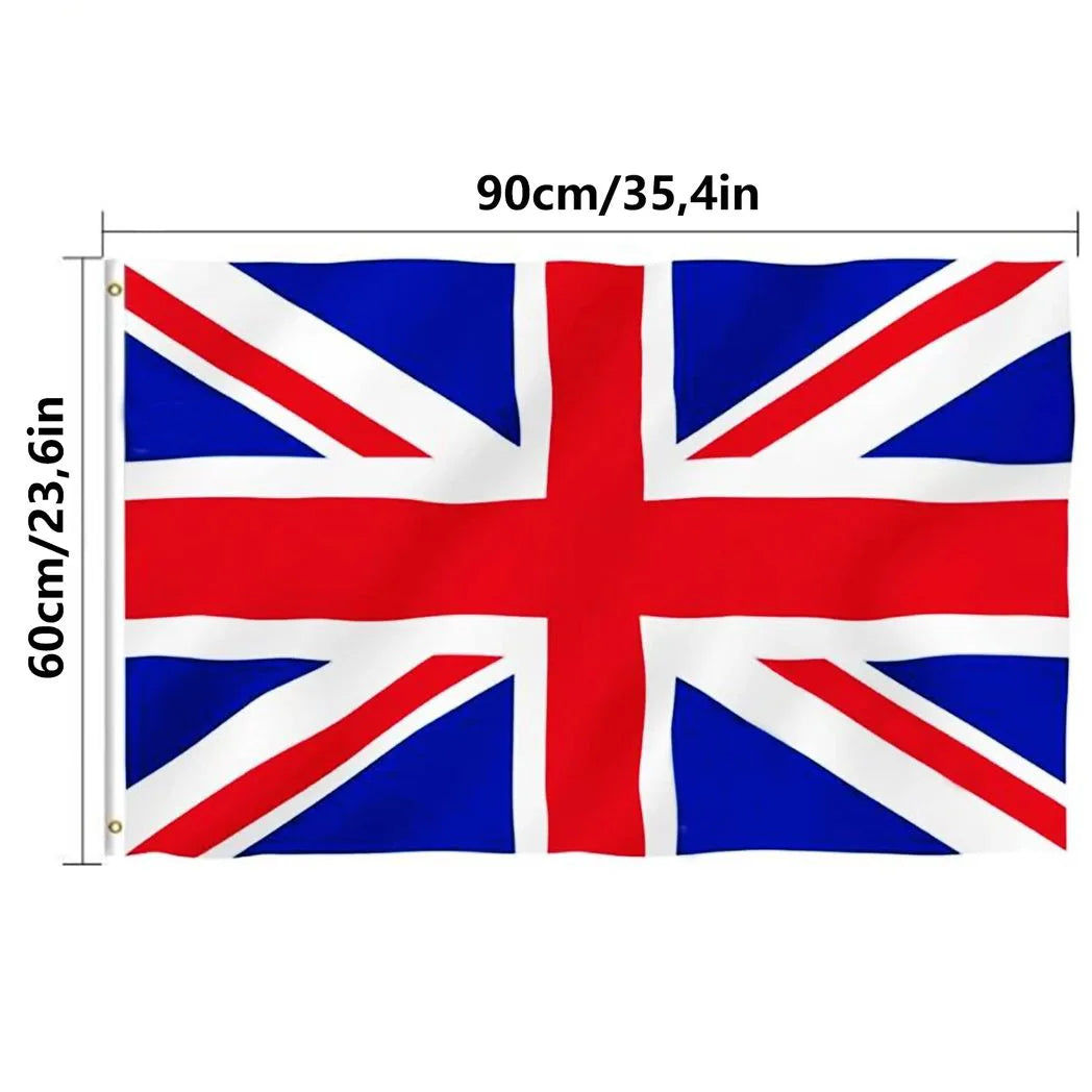 Union Jack UK Flag, 60 x 90 cm (2 x 3 ft), with Brass Grommets