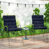 Outsunny Set of 2 Tufted Garden Chair Cushions with Backrest and Ties, Dark Blue