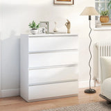 HOMCOM Chest of 4 Drawers with Anti-Tipping Hardware – Classic Bedroom Storage Unit, White