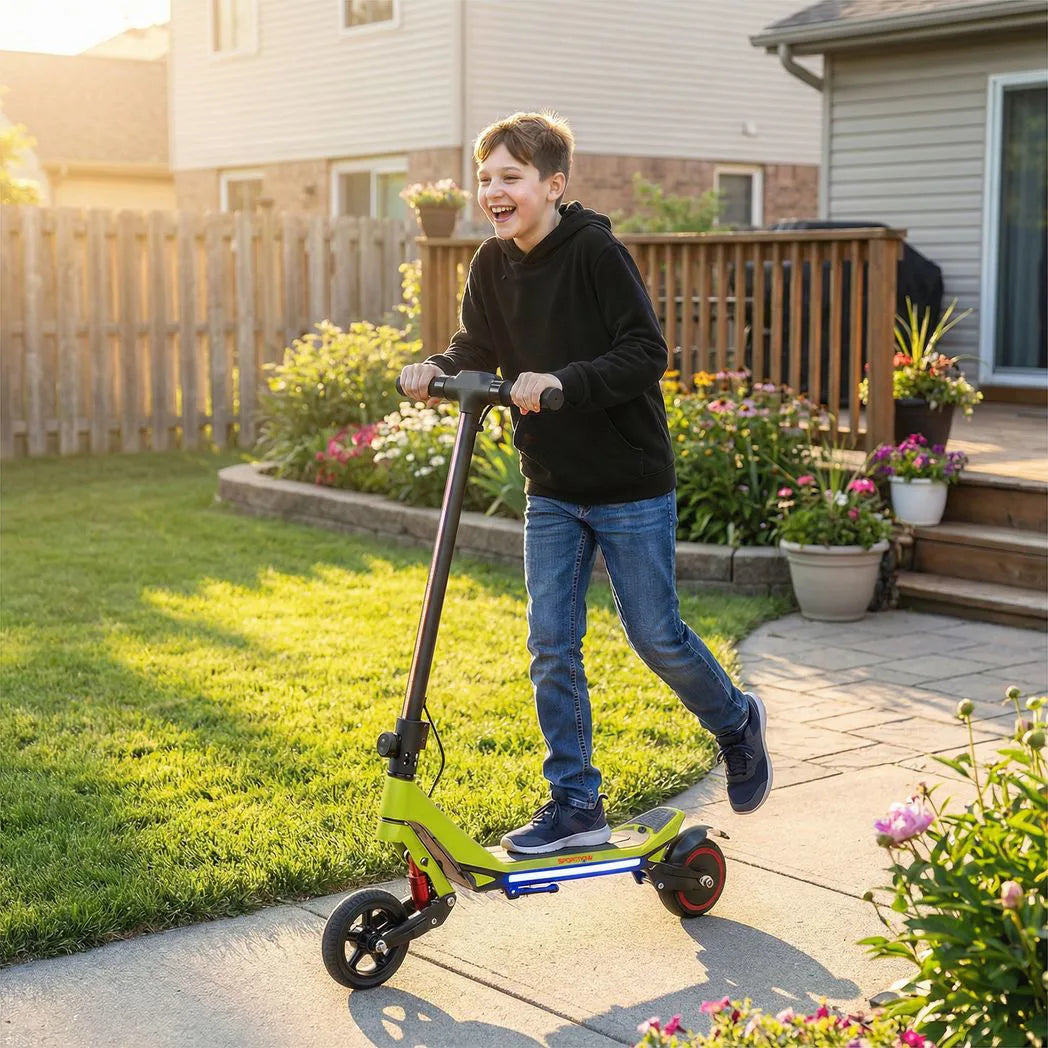 SPORTNOW Kids Electric Scooter, Foldable E Scooter for Age 6 with LED Display, RGB Lights, 16km/h, Green