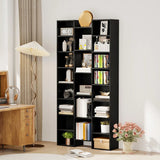 HOMCOM 21-Compartment Tall Bookshelf with 10 Adjustable Shelves and Anti-Tipping Hardware – Black