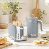 HOMCOM Kettle and Toaster Set with 3000W 1.7L Rapid Boil Kettle and 2-Slice Toaster – Textured Grey