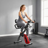 SPORTNOW 4-in-1 Folding Exercise Bike with Resistance Bands, 8-Level Magnetic Resistance & Bluetooth App, Red