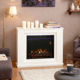 HOMCOM 2000W Electric Fireplace with Faux Flame, 23-Hour Timer, Thermostat and Remote – White