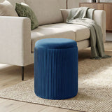 HOMCOM Round Velvet Storage Ottoman with Flip Lid Tabletop, 39.2L – 45 cm Footstool, Blue