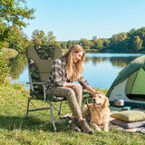 Outsunny Reclining Camping Chair with Padded Seat & Wide Armrests – Folding Fishing Chair, Camouflage
