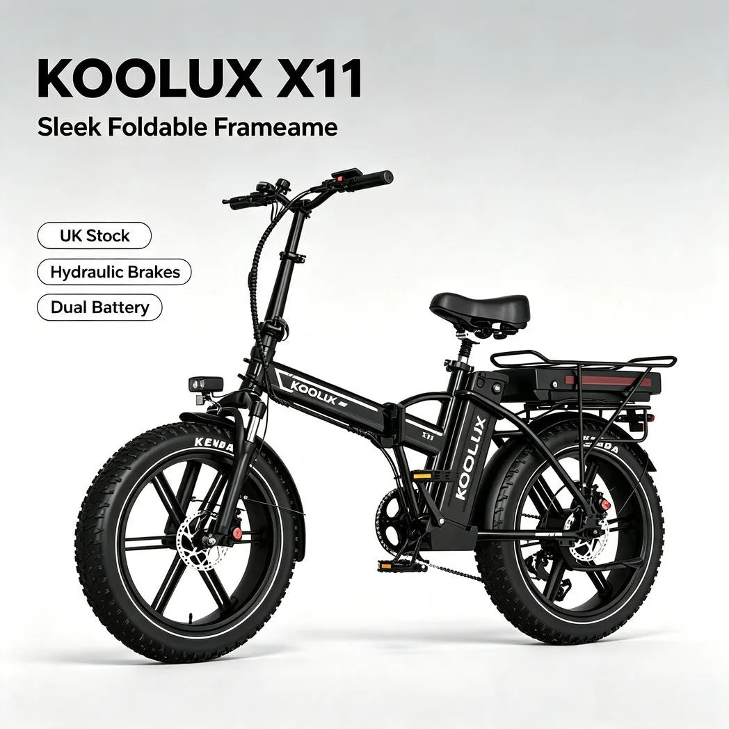 KOOLUX X11 Folding Electric Bike with 750W Motor, Dual 48V Batteries & Fat Tyres – 80–150km Range E-Bike