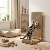 PawHut Wall-Leaning Cat Scratching Board with Corrugated Paper, 3 Toy Balls and Catnip, 39 x 23.5 x 57.5 cm, Brown