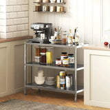 HOMCOM 3-Tier Stainless Steel Bakers Rack with Adjustable Shelves – Microwave Stand and Kitchen Storage, Silver