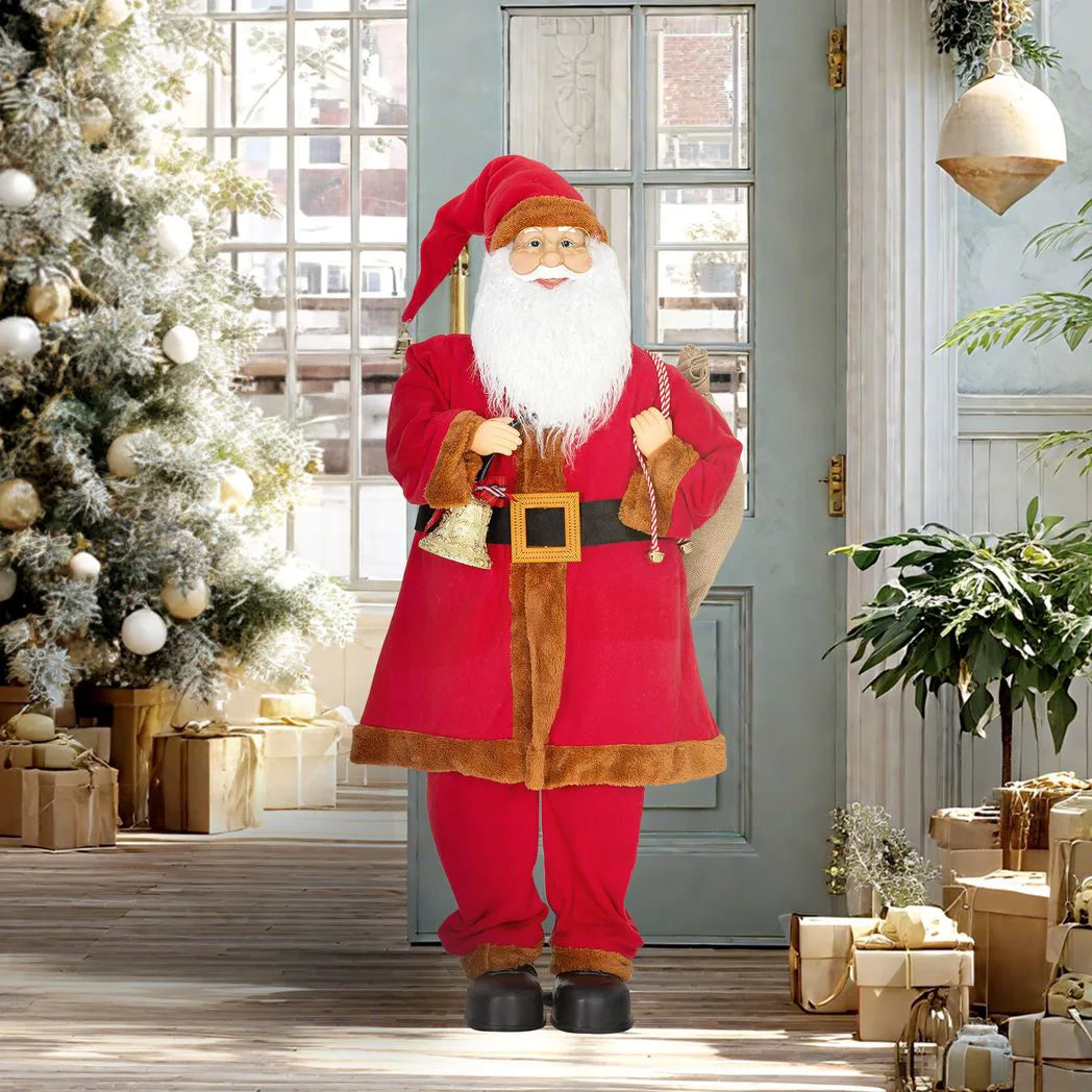 HOMCOM 4ft Singing Animated Santa Claus Figure with Waving Head – Sound Activated Christmas Decoration, Red