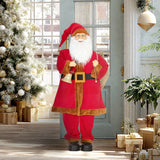 HOMCOM 4ft Singing Animated Santa Claus Figure with Waving Head – Sound Activated Christmas Decoration, Red