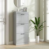 HOMCOM Slim Shoe Cabinet with 3 Flip Drawers, Holds 15 Pairs, 117.5 x 54 x 24 cm – Grey