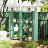 Outsunny Three-Tier Mini Greenhouse with Roll-Up Zipped Doors and 140 gsm PE Cover, Steel Frame – Green