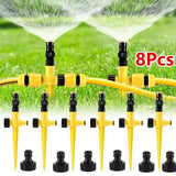 8 Piece 360° Rotating Garden Lawn Sprinkler Spike Set – Automatic Watering Hose Sprinklers, Yellow