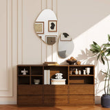 HOMCOM Set of 2 Pebble-Shaped Wall Mirror – Gold Tone