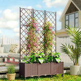 Outsunny Self-Watering Raised Planter with Trellis – Mobile Plastic Garden Bed on Wheels, 130L, 192cm