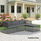 Outsunny 7-Piece Outdoor Cushion Set with Removable Covers – Reversible Rattan Furniture Cushions, Dark Grey