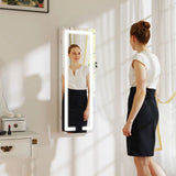 HOMCOM Wall Mounted LED Mirror Jewellery Cabinet, Full Length and Lockable – Over-Door Organiser, White