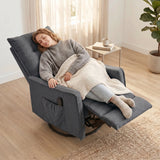 HOMCOM Chenille Recliner Armchair with Massage and Heat, 360° Swivel and Rocking – Manual Recliner, Dark Grey