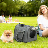 PawHut Soft Sided Cat Carrier Bag with Shoulder Strap and Removable Mat – Foldable Pet Travel Bag, Up to 10kg