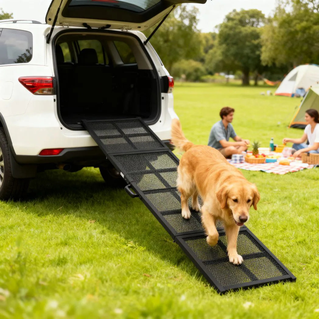PawHut 191cm Extra Long Folding Dog Ramp with Non-Slip Surface – Car Pet Ramp for Large Dogs, Black