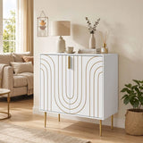 HOMCOM Modern Kitchen Cupboard with 2 Doors, Adjustable Shelf and Copper-Tone Metal Legs – Storage Cabinet, White