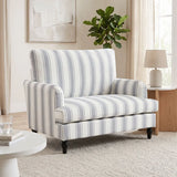 HOMCOM Velvet Single Sofa Armchair with Stripes, Turned Legs and Wide Seat – Modern Accent Chair, Grey
