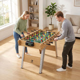 SPORTNOW 4ft Table Football with 22 Players, 2 Balls & Manual Scorers – Foosball Game Table, Natural Wood Finish