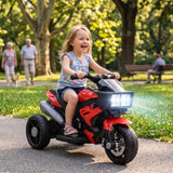 AIYAPLAY Kids Electric 3-Wheel Ride-On Motorbike with Horn, Headlights & Music – Toddler Battery Bike, Red